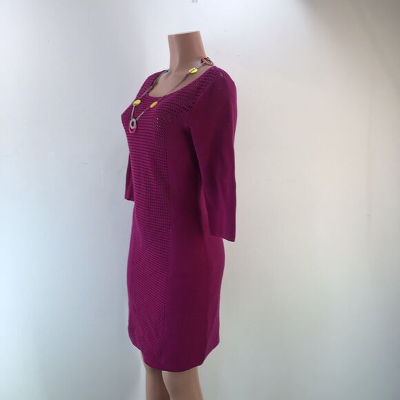 Lauren Ralph Lauren Dress Women's fuchsia Pink 3/4 Sleeves knitted fitte… - Picture 14 of 16
